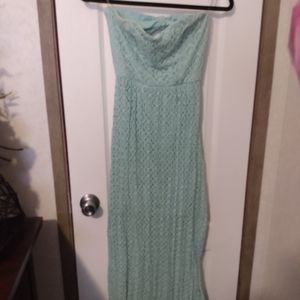 Mint green strapless and backless dress